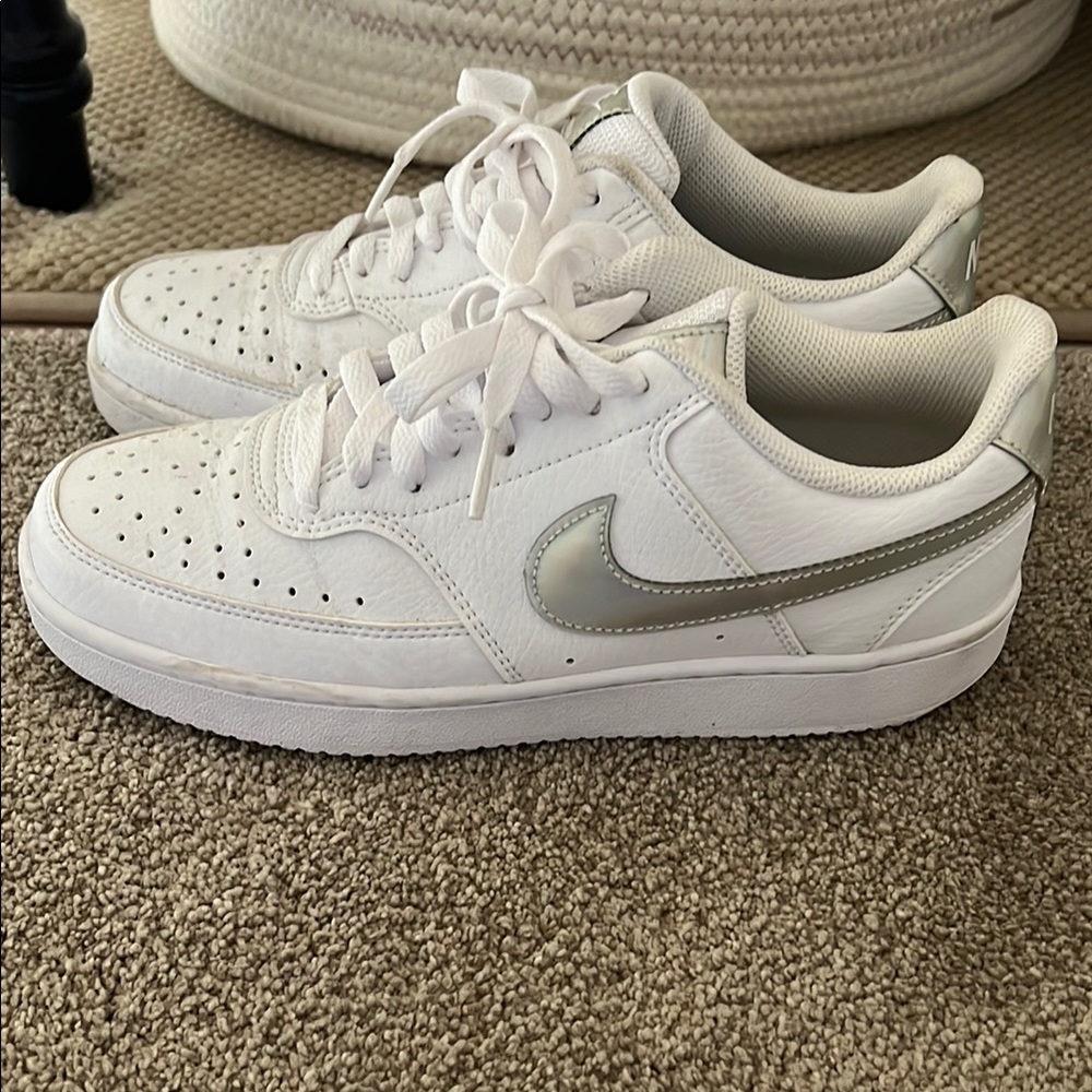 Nike White and Silver Sneakers